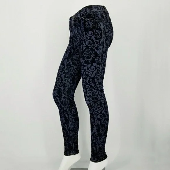 J Brand Skinny Leg Black Brocad Jean Size 26 - Picture 4 of 9